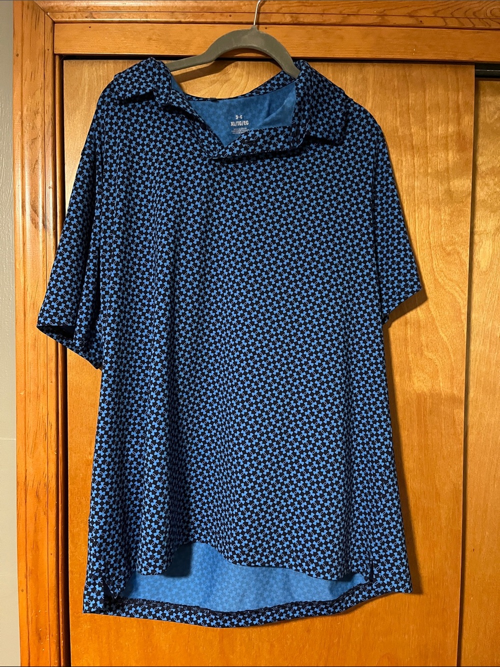Under Armour Navy and Light Blue Geometric Polo